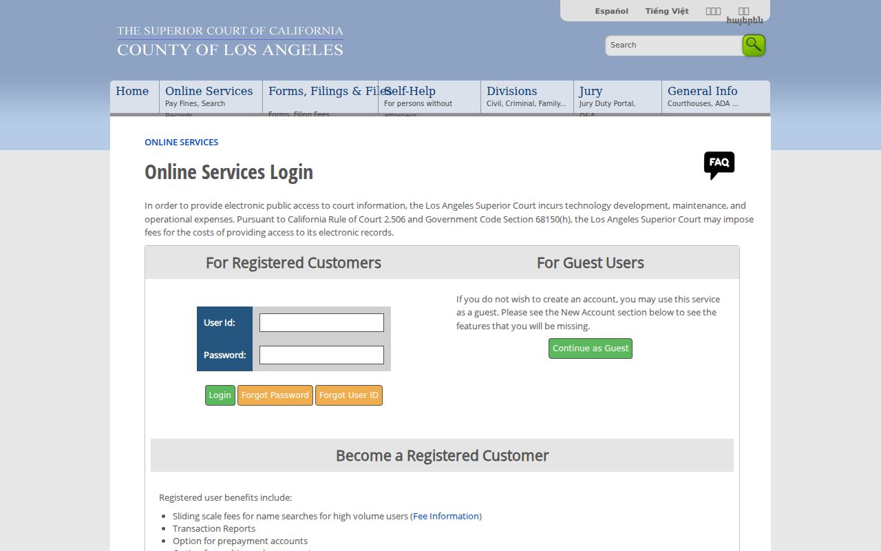 Bell people search LA Superior Court PAOS public access login