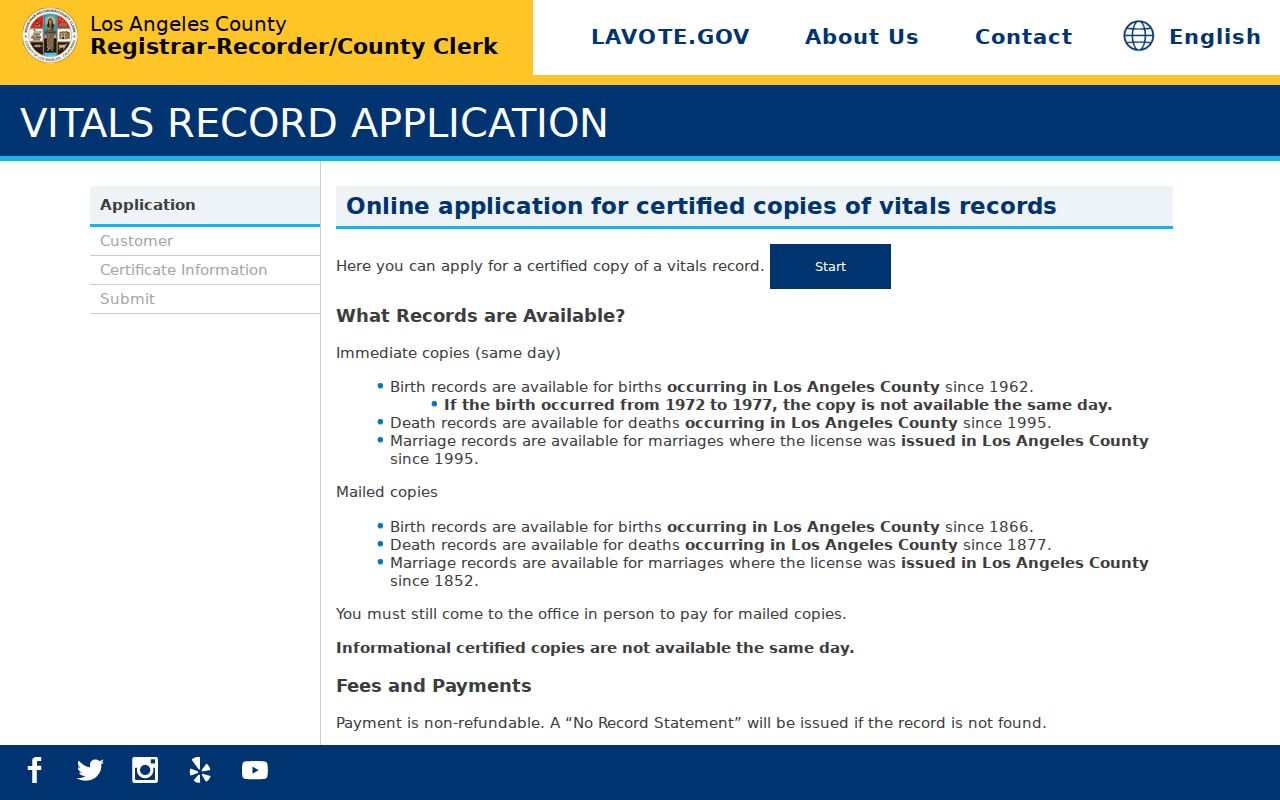 Bell people search LA County birth death marriage application