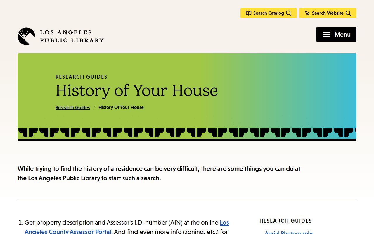 Bell people directories screenshot of the LAPL house history and address guide