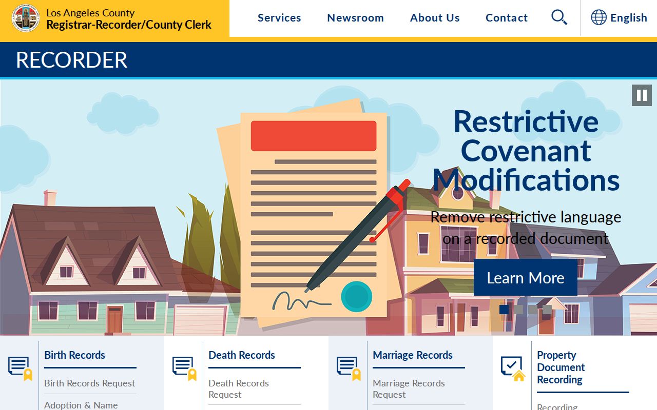 Bell records access LA County recorder hub screenshot